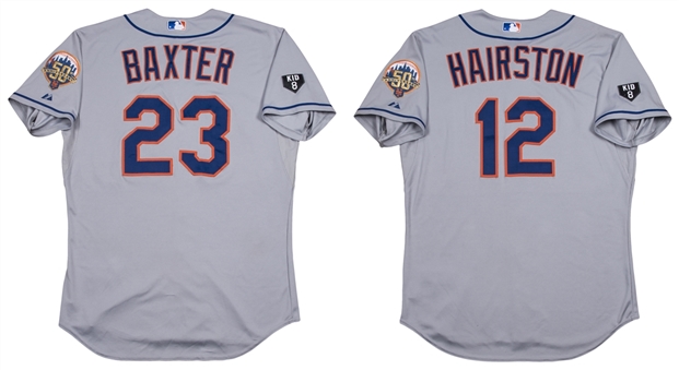 Lot of (2) 2012 Mike Baxter & Scott Hairston (Hit For Cycle) Game Used New York Mets Road Jerseys (MLB Authenticated)